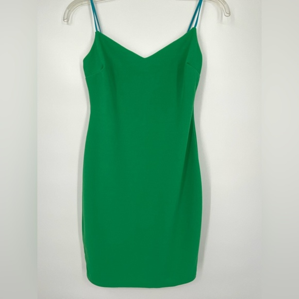 NWT, Windsor, Mini Bodycon Dress, Green w/Blue Straps, Size Small